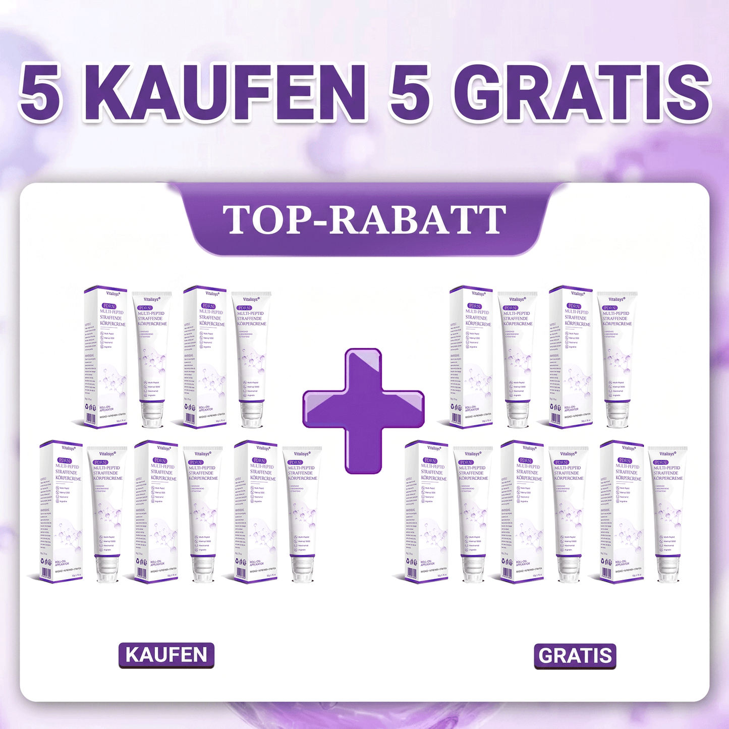 Vitalisys® PDRN 🌥️Multi-Peptid Körpercreme mit Massage-Roller – Feuchtigkeit, Straffung und ein ebenmäßigeres Hautbild.💜
