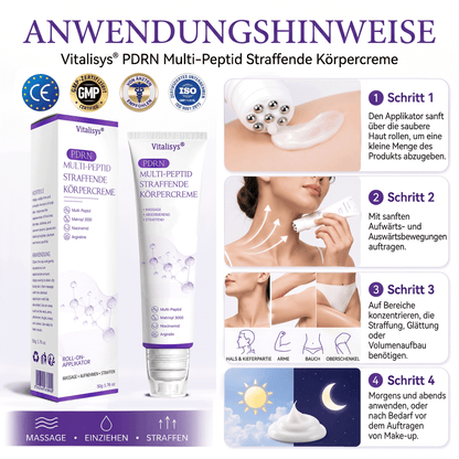 Vitalisys® PDRN 🌥️Multi-Peptid Körpercreme mit Massage-Roller – Feuchtigkeit, Straffung und ein ebenmäßigeres Hautbild.🥼