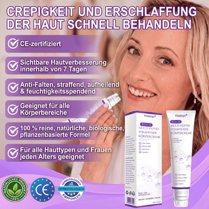 Vitalisys® PDRN 🌥️Multi-Peptid Körpercreme mit Massage-Roller – Feuchtigkeit, Straffung und ein ebenmäßigeres Hautbild.🥼