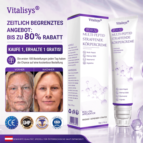 𝐕𝐨𝐧 𝐃𝐞𝐫𝐦𝐚𝐭𝐨𝐥𝐨𝐠𝐞𝐧 𝐞𝐦𝐩𝐟𝐨𝐡𝐥𝐞𝐧✨Vitalisys® PDRN 💕Multi-Peptid Körpercreme mit Massage-Roller – Feuchtigkeit, Straffung und ein ebenmäßigeres Hautbild.