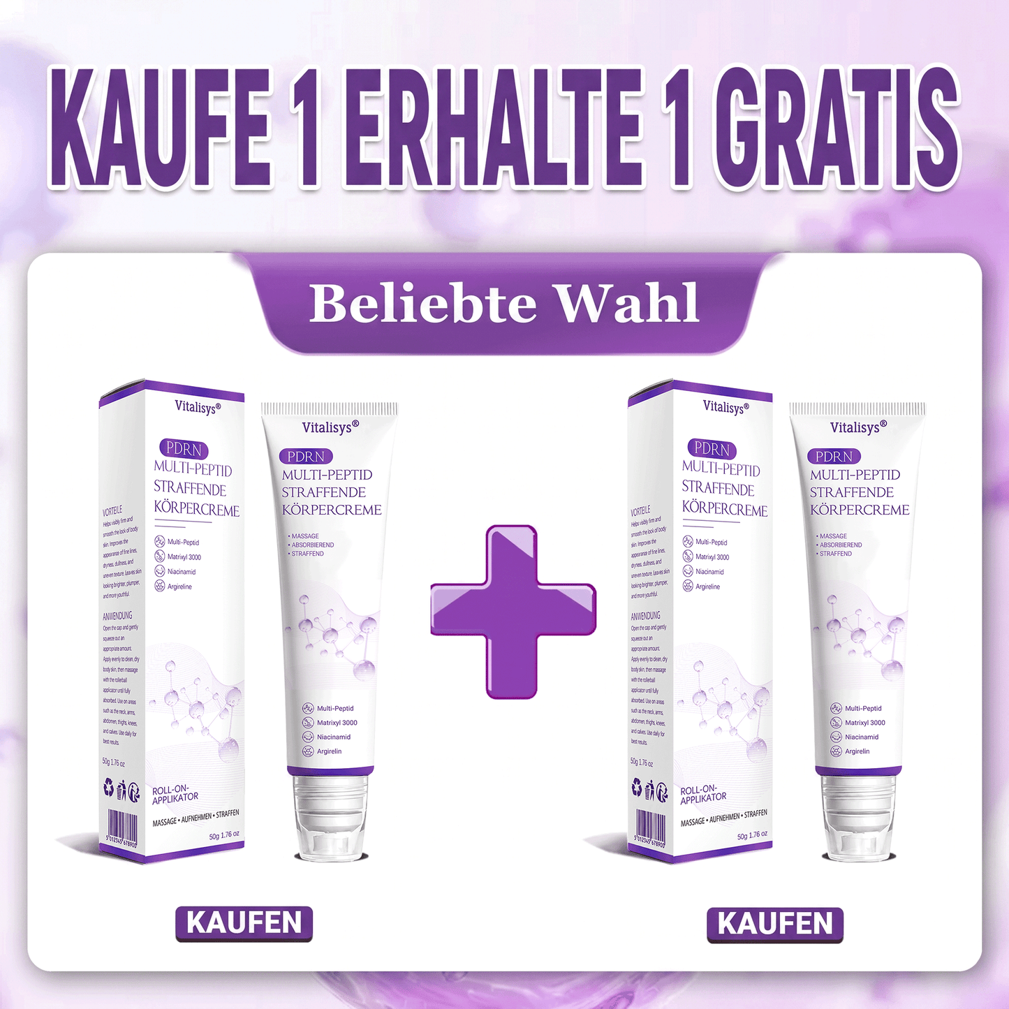 Vitalisys® PDRN 🌥️Multi-Peptid Körpercreme mit Massage-Roller – Feuchtigkeit, Straffung und ein ebenmäßigeres Hautbild.🥼