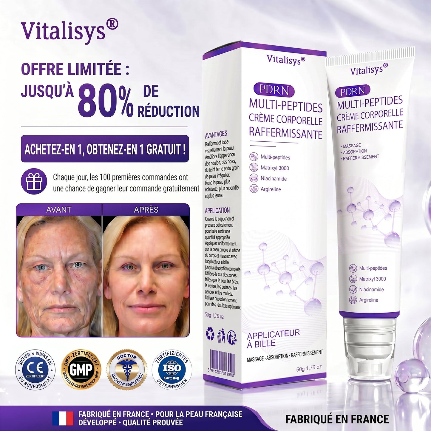 30 % RABATT🎁✨ Vitalisys® PDRN Multi-Peptid Körpercreme mit Massage-Roller – Feuchtigkeit, Straffung und ein ebenmäßigeres Hautbild.