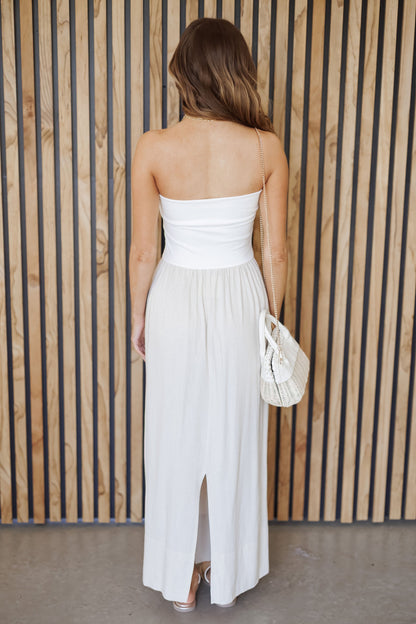 Timeless Trend Maxikleid – Weiß/Oatmeal